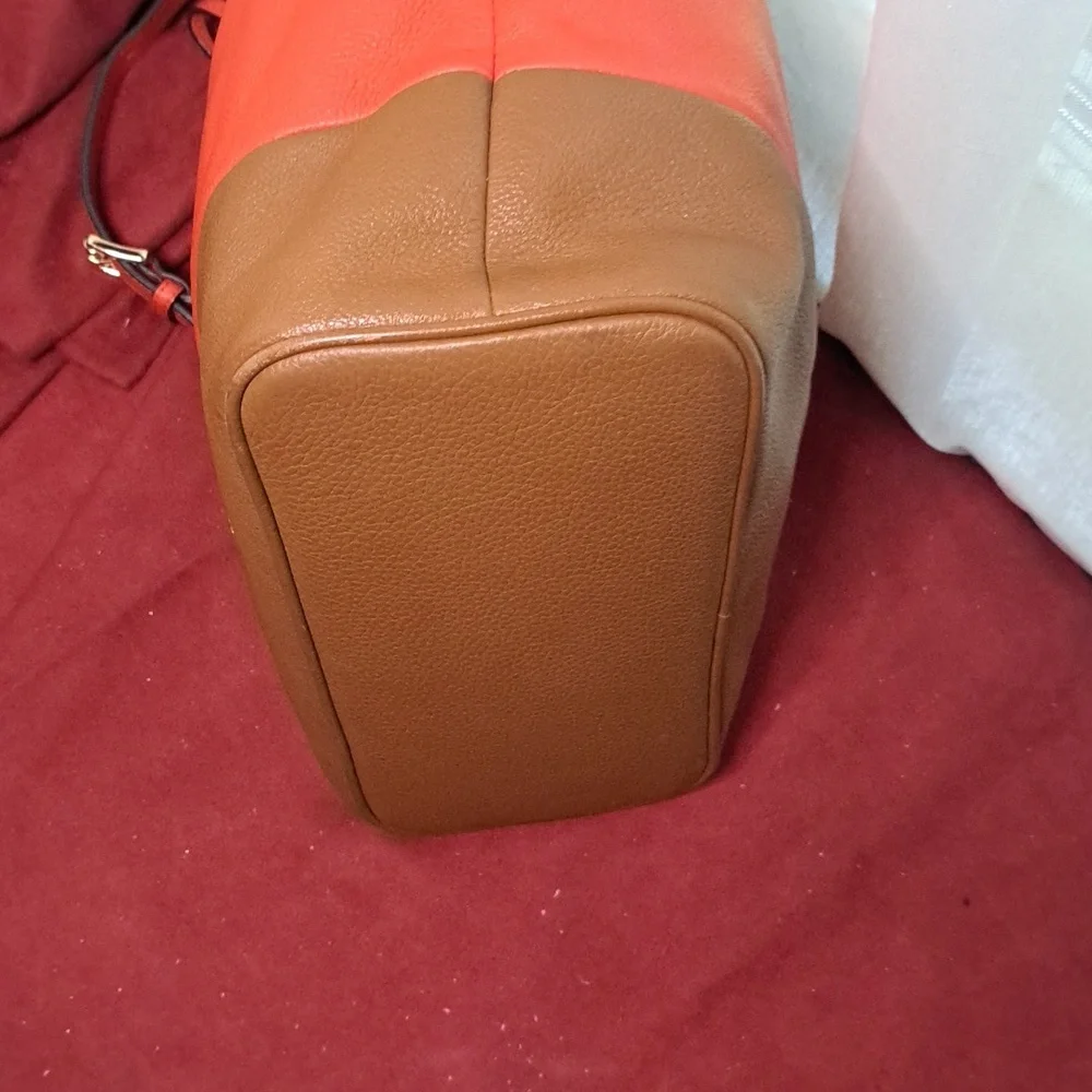 SOLD ๐ NEW Michael Kors Orange & Brown Soft Pebble Leather Shoulder Bag - Picture 12 of 13